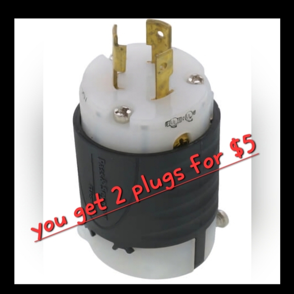 Hubbell Locking Plugs TWO PIECES 20A 125V AC NEMA L 5-20P 2 Pole 3Wire Grounding - Picture 1 of 7